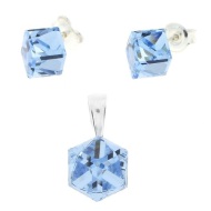 Naneth Strieborný set s modrými kockami Swarovski Aquamarine - cena, porovnanie