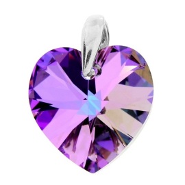 Naneth Prívesok fialové srdce s kryštálom Swarovski Heart VL 14 mm