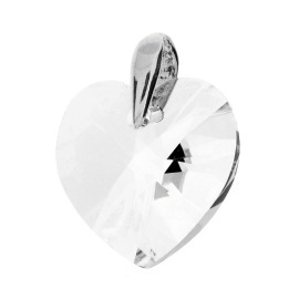 Naneth Prívesok srdce s čírym kryštálom Swarovski Heart Crystal 18 mm