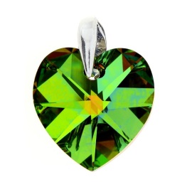 Naneth Prívesok srdce so zeleným kryštálom Swarovski Heart VM 18 mm