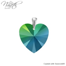 Naneth Prívesok zelené srdce s kryštálom Swarovski Heart Scarabeus Green 14 mm