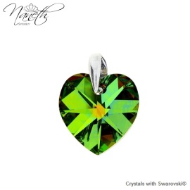 Naneth Prívesok zelené srdce s kryštálom Swarovski Heart VM 14 mm