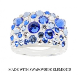 Levien Prsteň Bubble s kryštálmi Swarovski modrý Sapphire