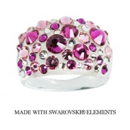 Levien Prsteň Bubble s kryštálmi Swarovski purpurový Fuchsia - cena, porovnanie