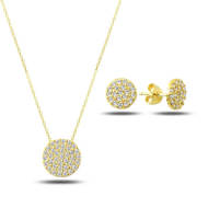 Naneth Strieborný pozlátený okrúhly set ROUND GOLD s bielymi kryštálmi - cena, porovnanie