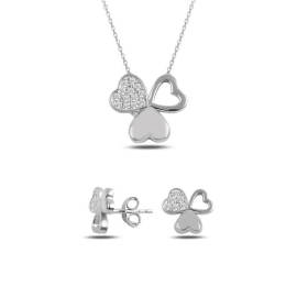 Naneth Strieborný set SHAMROCK Heart / Rhodium