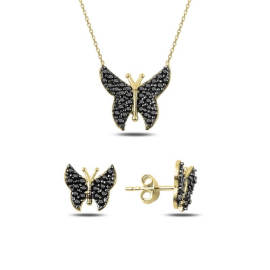 Naneth Strieborný set BUTTERFLY JET GOLD