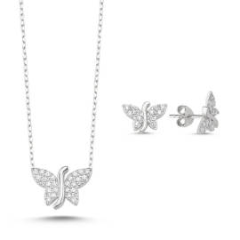 Naneth Strieborný set BUTTERFLY Crystal Rhodium