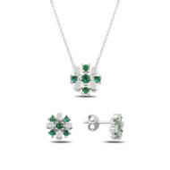 Naneth Strieborná súprava kvetiny Emerald Rhodium - cena, porovnanie