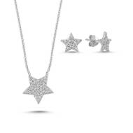 Naneth Strieborný set STAR hviezdičky biele - Rhodium