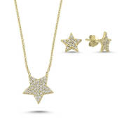 Naneth Strieborný set STAR hviezdičky - pozlátené žltým zlatom - cena, porovnanie