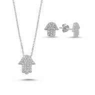 Naneth Strieborný set FATIMA HAND biely - Rhodium - cena, porovnanie