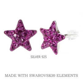 Levien Náušnice Swarovski hviezdičky ružové Fuchsia