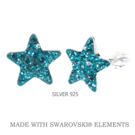 Levien Náušnice Swarovski hviezdičky Blue Zircon