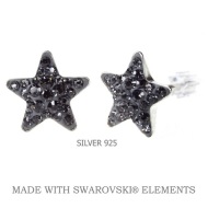 Levien Náušnice Swarovski hviezdičky čierne Silver Night - cena, porovnanie