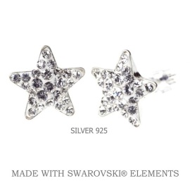 Levien Náušnice Swarovski hviezdičky biele Crystal