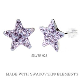 Levien Náušnice Swarovski hviezdičky fialové Violet