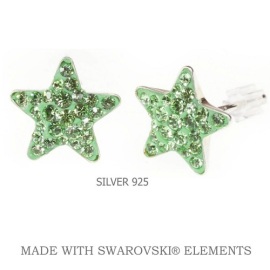 Levien Náušnice Swarovski hviezdičky zelené Peridot
