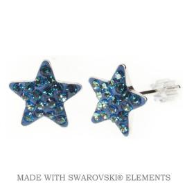 Levien Náušnice Swarovski hviezdičky modré Bermuda Blue