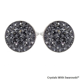 Levien Náušnice s kryštálmi Swarovski Sparkly Rivoli Silver Night