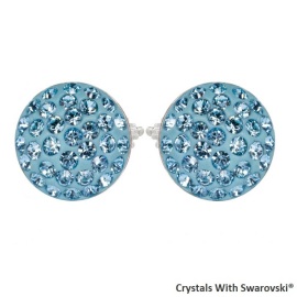 Levien Náušnice s kryštálmi Swarovski Sparkly Rivoli Aquamarine modré