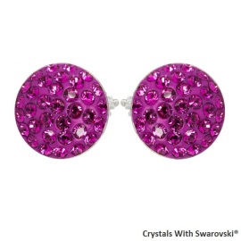 Levien Náušnice s kryštálmi Swarovski Sparkly Rivoli Fuchsia ružové