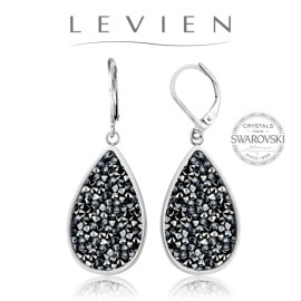 Levien Oceľové náušnice s kryštálmi Swarovski Rocks Grey Metalliseé