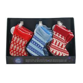 MagicHome Ozdoba Vianoce ponožka, červená, modrá, vianočný motív Sellbox 30 ks