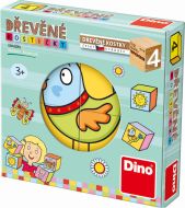 Dino Drevené obrázkové kocky pre najmenšie deti 4 ks