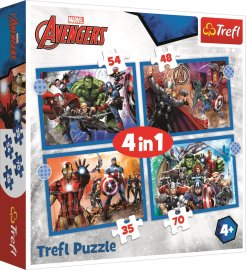 Trefl Puzzle 4v1 - Odvážni Avengeri