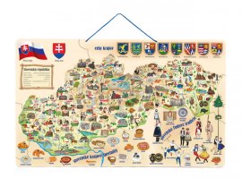 Woody Magnetická mapa Slovenska s obrázkami a spoločenská hra 3v1