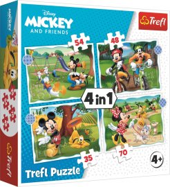Trefl Puzzle 4v1 - Mickeyho pekný deň