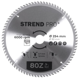 Strend Pro Kotúč TCT 254x3.0x30/20 mm 80T, na drevo