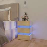 vidaXL LED nočný stolík biely a dub sonoma 45x35x67 cm drevotrieska - cena, porovnanie