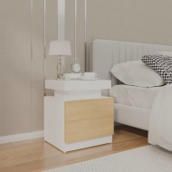 vidaXL Nočný stolík biely a farby dubu sonoma 45x35x52 cm drevotrieska - cena, porovnanie