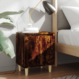 vidaXL  Nočný stolík s nohami z masívneho dreva tmavý dub 40x30x50 cm