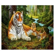 DR 1005257 5D Diamantová mozaika - tiger s mláďatami - cena, porovnanie