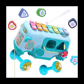 DR 1022-24N Multifunkčný detský autobus so xylofónom Modrá