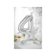 Party Deco Fóliový balón s podstavou - strieborný - číslo, 70cm 4 - cena, porovnanie