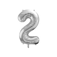 Party Deco Fóliový balón - Číslo, strieborný 86cm 2 - cena, porovnanie