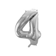 Party Deco Fóliový balón - Číslo, strieborný 86cm 4 - cena, porovnanie