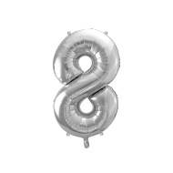 Party Deco Fóliový balón - Číslo, strieborný 86cm 8 - cena, porovnanie