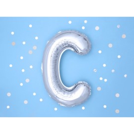 Party Deco Fóliový balón - strieborný - písmeno, 35 cm C