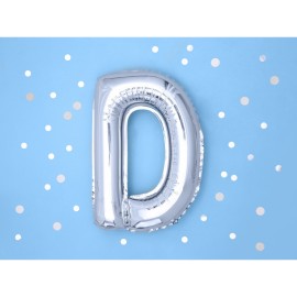 Party Deco Fóliový balón - strieborný - písmeno, 35 cm D