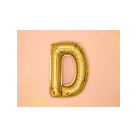 Party Deco Fóliový balón - zlatý - písmeno, 35 cm D