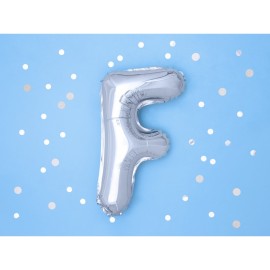 Party Deco Fóliový balón - strieborný - písmeno, 35 cm F