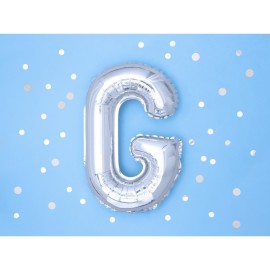 Party Deco Fóliový balón - strieborný - písmeno, 35 cm G