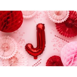 Party Deco Fóliový balón - červený - písmeno, 35 cm J