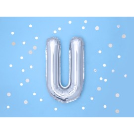 Party Deco Fóliový balón - strieborný - písmeno, 35 cm U