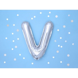 Party Deco Fóliový balón - strieborný - písmeno, 35 cm V